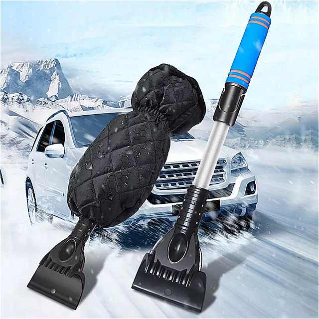車の雪のシャベル豪華な手袋に保温除雪霜と除氷ツール車載リトラクタブルシャベル