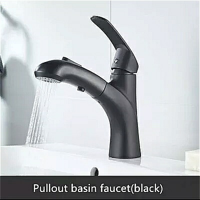シンク 用 の 引き出し式 シンク 蛇口 温水 と 冷水 用 の 黒 い銅製 バスルーム 蛇口 多機能 バスルーム 蛇口 ミキサー