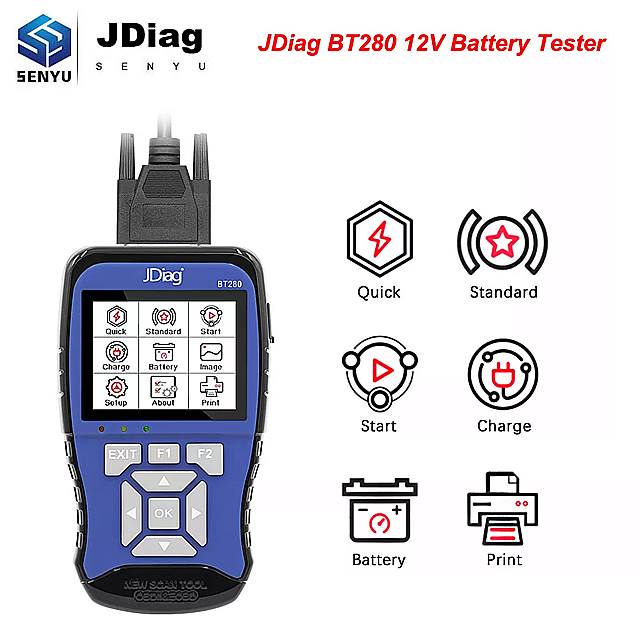 Jdiag Bt280 12v 12用バッテリーテスター12v 車 トラック オートバイ ユニバーサル 自動車 バッテリーテスター 再入荷 予約販売