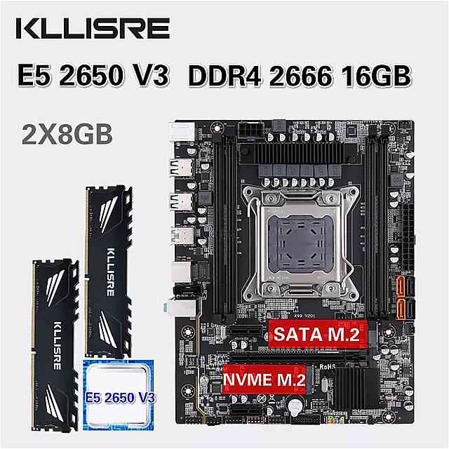 Kllisre X99 マザーボード セットxeon E5 2650 V3 LGA2011-3 cpu 2個 × 8 ギガバイト = 16  2666mhz DDR4 メモリ 最大49%OFFクーポン