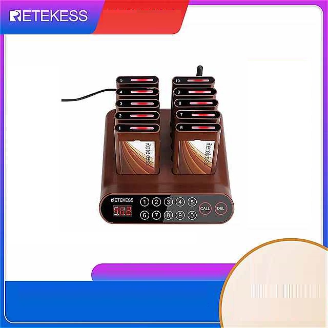 retekess T116Aページャ レストラン で10 ブザー 998 ポケベル レストラン クリニック 食品 トラック ウェイター 通話 システム