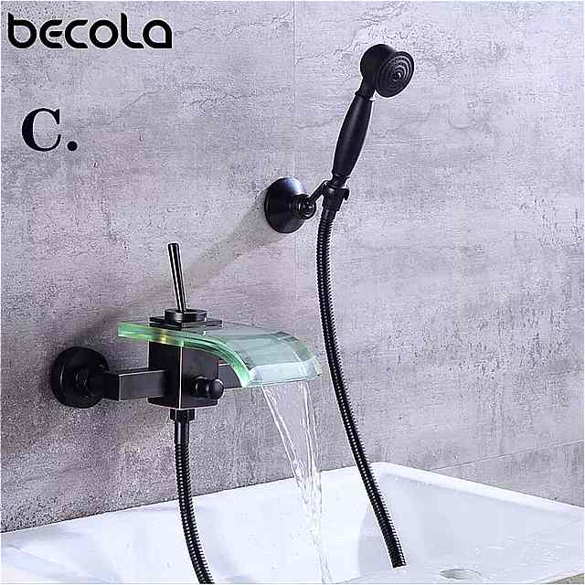 BECOLA 用にマウント 浴室 Waterfal ガラス 浴室 の シャワー 黒 シャワー 蛇口 シャワーヘッド