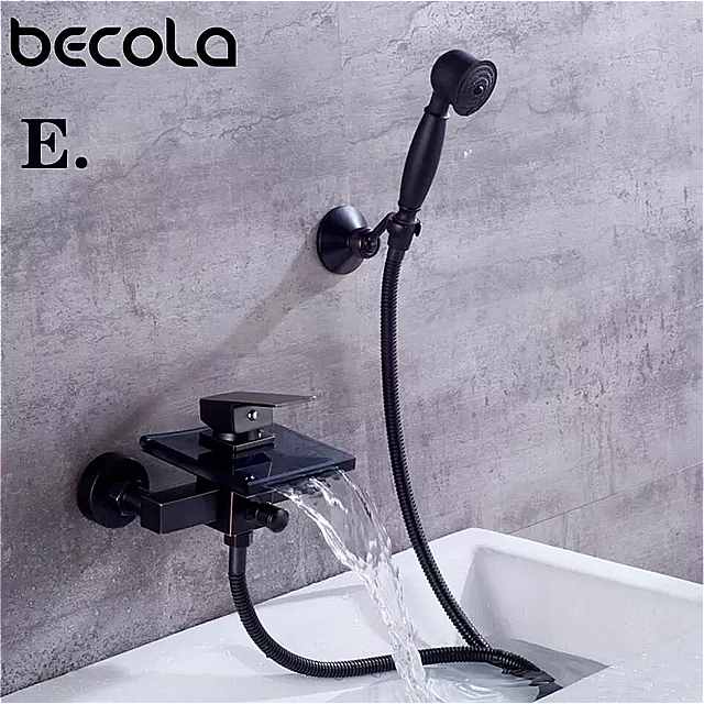 BECOLA 用にマウント 浴室 Waterfal ガラス 浴室 の シャワー 黒 シャワー 蛇口 シャワーヘッド