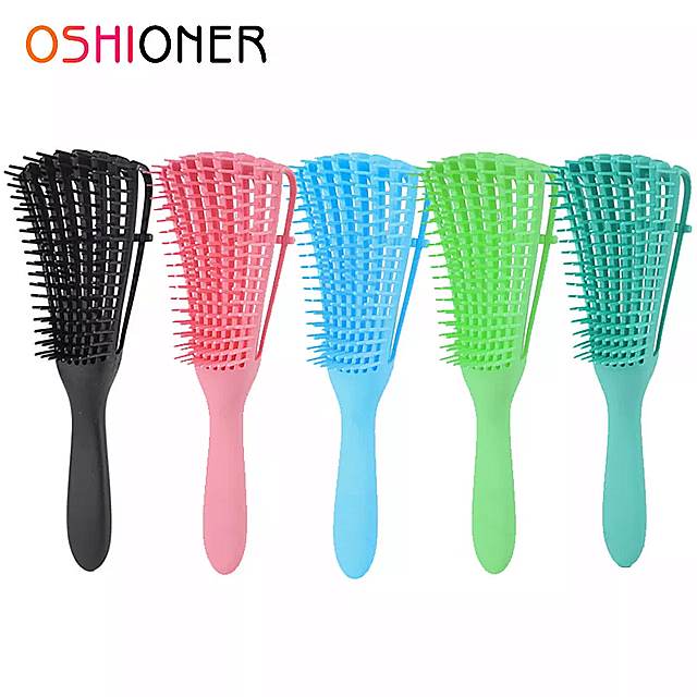 Oshioner-男性と女性のための頭皮マッサージブラシ巻き毛のもつれをほどく櫛