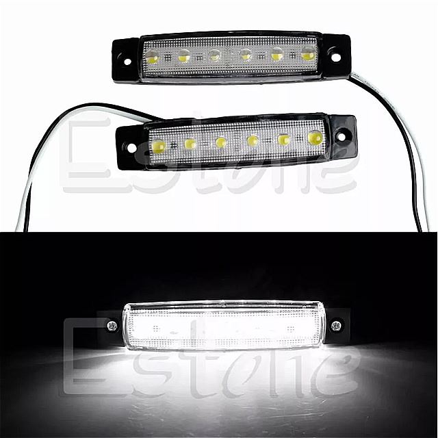 2つの6 LED バス ボート トラック トレーラー サイドマーカー テール ライト 12vホワイト 防水