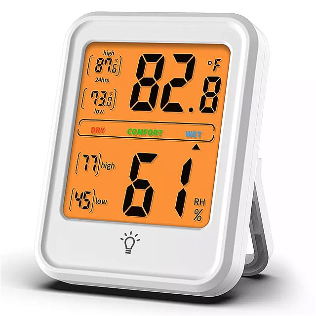 多機能 温度計 湿度計自動電子温度湿度モニター 快適 リマインダー オレンジバックライト 激安格安割引情報満載