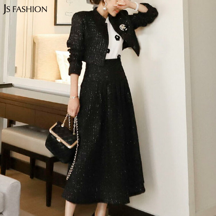 安心の定価販売 ツイードセットアップ ショート丈ジャケットとロングスカート上下セット フレアスカート ロング丈 きれいめ 華やか 大人セクシー S M L Xl 大きいサイズ 大人可愛い Jsファッション 1月 アウトレット送料無料 Masmorracine Com Br