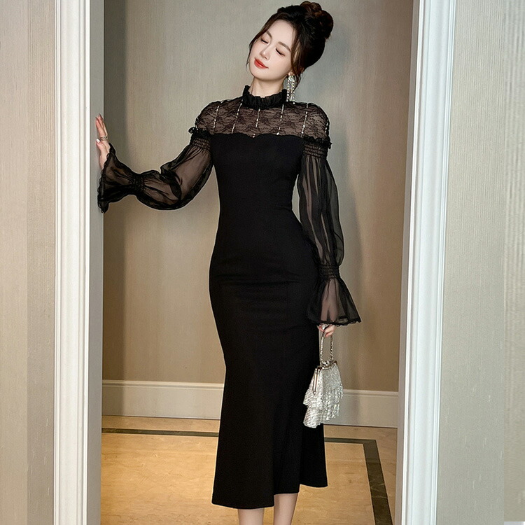 春夏にぴったり！シースルーロングタイトドレス 結婚式 パーティ ワンポイント入り 楽天市場】パーティードレス マーメイド ロングドレス タイト