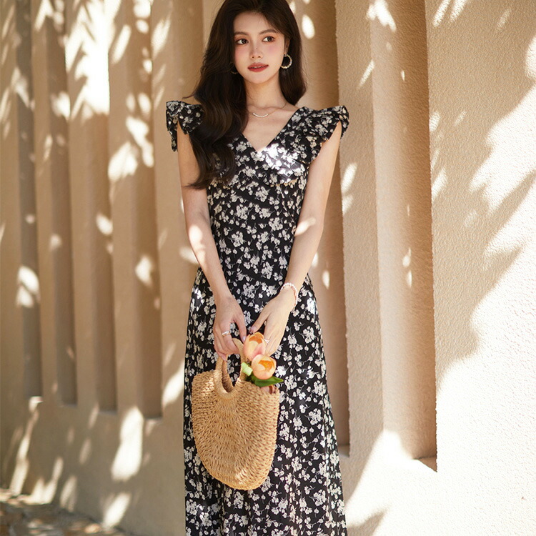 楽天市場】花柄ワンピース 半袖 小花柄 シフォン ロング丈 楽天市場】花柄ワンピース 半袖 小花柄 シフォン ロング丈