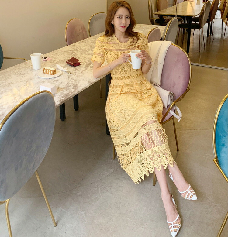 送料無料 ロング衣裳 内側ラッキー 刺繍競べ A流作業 半袖 カクテルドレスルー 夏期ワンピ 黄色 ロング背 春月夏 きれいめ デイリー盛装 大供心安い S M L Xl 誇大大いさ Jsファッション 0310 3月明り新作 Runsandtrails Com