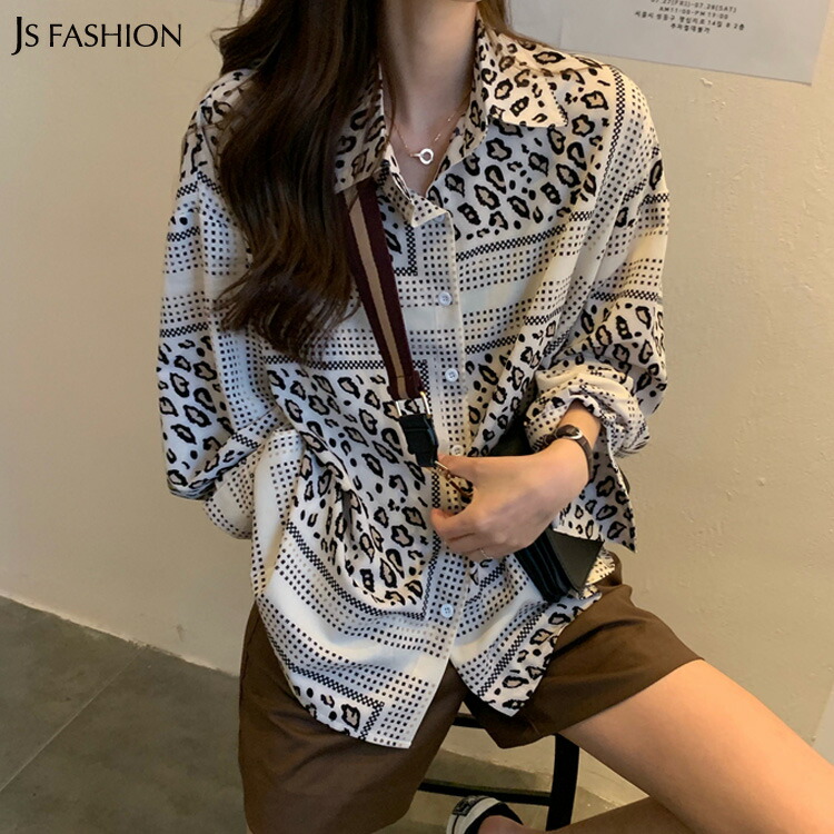 楽天市場 シャツブラウス 全2色 レオパード柄 シャツトップス ブラウストップス 長袖 柄シャツ 襟付き オーバーサイズ ビッグシャツ レディース 大人カジュアル デイリーおしゃれ F フリーサイズ 大人可愛い Jsファッション 0915 9月新作 ｊｓファッション