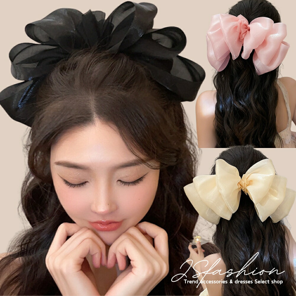 6万 acca アッカ リボン シフォン バレッタ 髪飾り ヘアアクセ
