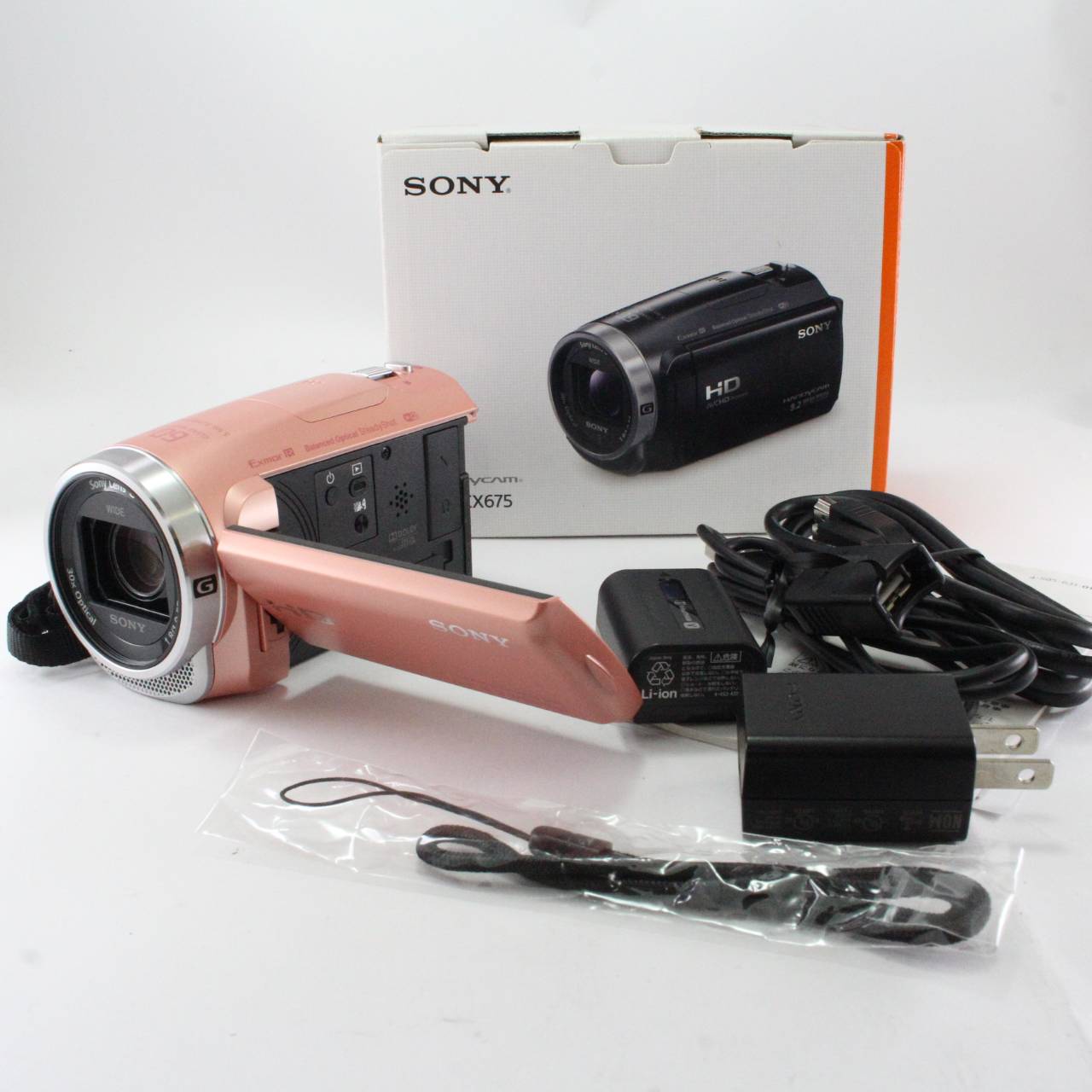 【中古】SONY テレビカメラHDR-CX675 32GB 光学30倍 さくら色 Handycam HDR-CX675 P