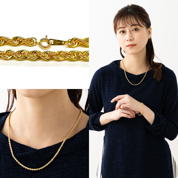 楽天市場】【約50cm軽量タイプ】 中空ロープ ロープネックレス