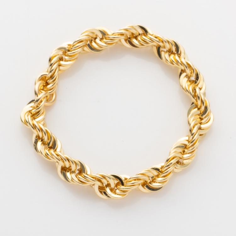 楽天市場】チェーンリング K18YG 中空 ロープチェーン リング