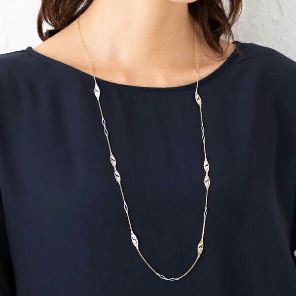 楽天市場】四角 ロングネックレス 約80cm 約3.3g K18ネックレス K18/WG