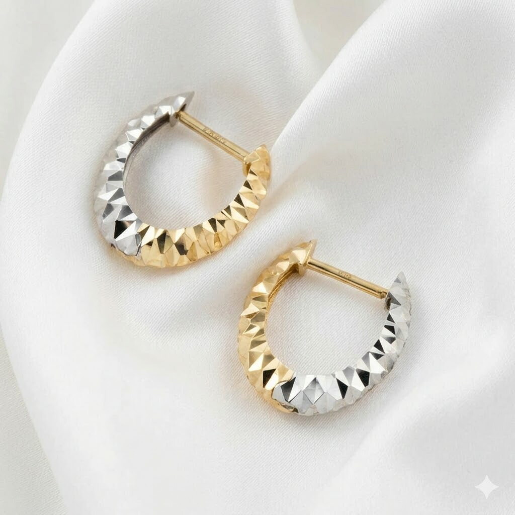 ピンキーリングピアス フープピアス ラージ ゴールドピアス K18/WG K18PG/WG コンビカラー 約1.3g(左右合計) 18金 ゴールド ホワイトゴールド ピンクゴールド|J.GRACE(ジェイグレイス)