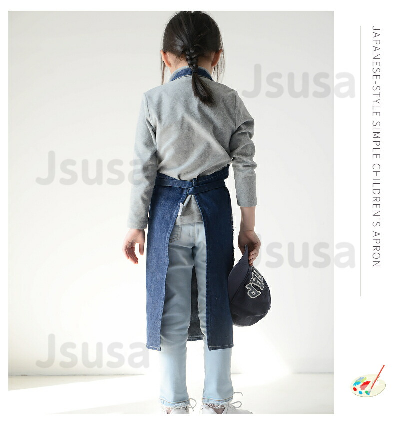 幼児キッズ子供用デニムエプロンDIY可愛いこども男の子女の子男女兼用小学生調理実習ユニセックスキッズ用エプロン入園グッズ年末大掃除卒業式卒業入園入学進学祝い新年クリスマスプレゼントギフト【ra56710-1】