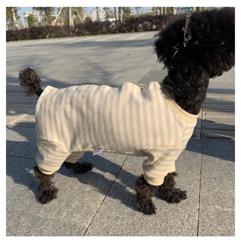 【楽天1位】犬用猫用袖・裾のある術後服背中ボタン開き使いやすいイヌネコキャット長袖四脚抜け毛カバー服術後着術後ウェア/傷口舐めない皮膚避妊去勢おむつ男女用皮膚/傷口保護乳離れ介護用品換毛期の対策ストライプ模様ネコポス送料無料!【ra57310】