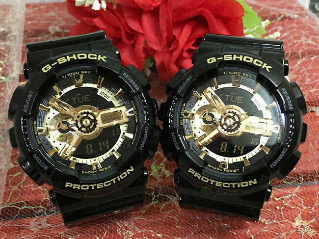 【愛の証 一緒にタフな時を刻もう】ペアウオッチ gショックGショックペアウオッチ G-SHOCK ペア腕時計 GSHOCK ジーショック カシオ 男女兼用 双子コーデ GA-110GB-1AJF 婚約 夫婦 高級 クリスマス プレゼント 誕生日 御祝い還暦 銀婚式 結婚記念日 婚約|時計のジュエリータイム ムラタ