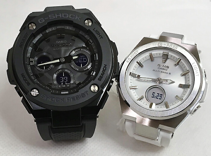 【愛の証 一緒にタフな時を刻もう】Gショックペアウォッチgショック 電波ソーラー人気 婚約　夫婦 高級　クリスマス プレゼント おすすめ G-SHOCK BABY-G カシオ電波ソーラー 2本セット アナデジ GST-W300G-1A1JF MSG-W200-7AJF｜時計のジュエリータイム　ムラタ