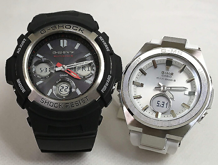 【愛の証 一緒にタフな時を刻もう】ペアウオッチ gショックGショックペアウォッチ G-SHOCK BABY-G ペア腕時計 カシオ 2本セット gショック 電波ソーラー AWG-M100-1AJF MSG-W200-7AJF　ブランド 婚約 夫婦 高級 クリスマス プレゼント｜時計のジュエリータイム　ムラタ