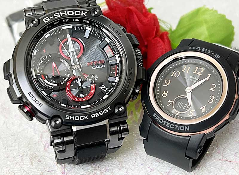 【あなたと刻む、これからの時間】恋人たちのGショックペアウオッチ G-SHOCK BABY-G ペア腕時計 カシオ 2本セット gショック 電波ソーラー MTG-B1000B-1AJFBGA-2900AF-1AJF 婚約夫婦 高級クリスマス プレゼント誕生日 御祝い還暦 銀婚式　結婚記念日