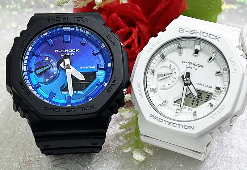 【愛の証 一緒にタフな時を刻もう】Gショック ペアウォッチ G-SHOCK ペア腕時計 カシオ 2本セット gショック アナデジ GA-2100FL-1AJF GMA-S2100-7AJF プレゼント 新品 婚約 夫婦 高級 クリスマス プレゼント|時計のジュエリータイム ムラタ