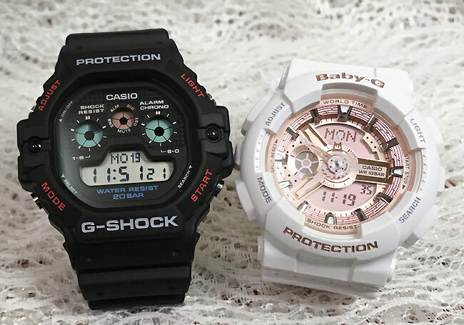 【愛の証 一緒にタフな時を刻もう】Gショック ペアウオッチ G-SHOCK BABY-G ペア腕時計 カシオ 2本セット DW-5900-1JF BA-110X-7A1JFプレゼント ギフト ブランド 婚約 夫婦 高級 クリスマス プレゼント 誕生日 御祝い還暦 銀婚式 結婚記念日 婚約|時計のジュエリータイム ムラタ
