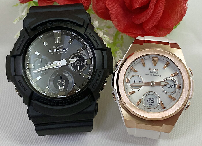 【愛の証 一緒にタフな時を刻もう】Gショック ペアウオッチ G-SHOCK BABY-G ペア腕時計 カシオ 2本セット 電波ソーラー GAW-100B-1AJF MSG-W600G-7AJF プレゼント 誕生日 御祝い 銀婚式 結婚記念日 婚約 人気 婚約 夫婦 高級 クリスマス プレゼント|時計のジュエリータイム ムラタ