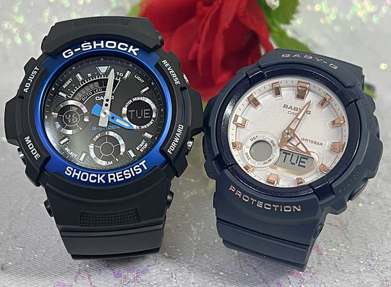 【愛の証 一緒にタフな時を刻もう】ペアウォッチ gショック Gショック ペアウオッチ G-SHOCK BABY-G ペア腕時計 カシオ 2本セット アナデジ AW-591-2AJF BGA-280BA-2AJF 夫婦 高級 クリスマス プレゼント おすすめ 誕生日 御祝い還暦 銀婚式 結婚記念日 婚約｜時計のジュエリータイム　ムラタ