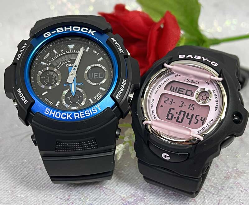 【愛の証 一緒にタフな時を刻もう】Gショック ペアウオッチ Gショック ペア G-SHOCK BABY-G ペア腕時計 カシオ 2本セット AW-591-2AJF BG-169U-1CJF g-shock 人気 婚約 夫婦 高級クリスマス プレゼント 誕生日 御祝い還暦 銀婚式 結婚記念日 婚約|時計のジュエリータイム ムラタ