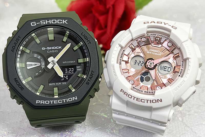 【愛の証 一緒にタフな時を刻もう】Gショック ペアウオッチ G-SHOCK BABY-G ペア腕時計 カシオ 2本セット GA-2110SU-3AJF BA-130-7A1JF アナデジ 電池式 人気 誕生日 御祝い還暦 銀婚式 結婚記念日 婚約 人気 婚約夫婦 高級 クリスマス プレゼント|時計のジュエリータイム ムラタ