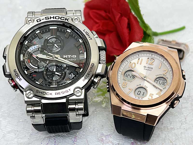 【あなたと刻む、これからの時間】ペアウオッチ gショック恋人達のGショック ペアウォッチ G-SHOCK BABY-G カシオ 2本セット ソーラー電波 アナデジ MTG-B1000-1AJF MSG-W610G-1AJFラッピング無料 手書きのメッセージお付けします
