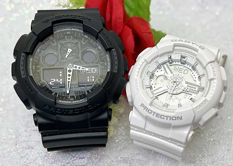 【愛の証 一緒にタフな時を刻もう】Gショック ペアウオッチ g-shock G-SHOCK BABY-G ペア腕時計 カシオ 2本セット GGA-100-1A1JF BA-110-7A3JF クリスマス誕生日 御祝い還暦 銀婚式 結婚記念日婚約夫婦 高級クリスマス プレゼント|時計のジュエリータイム ムラタ