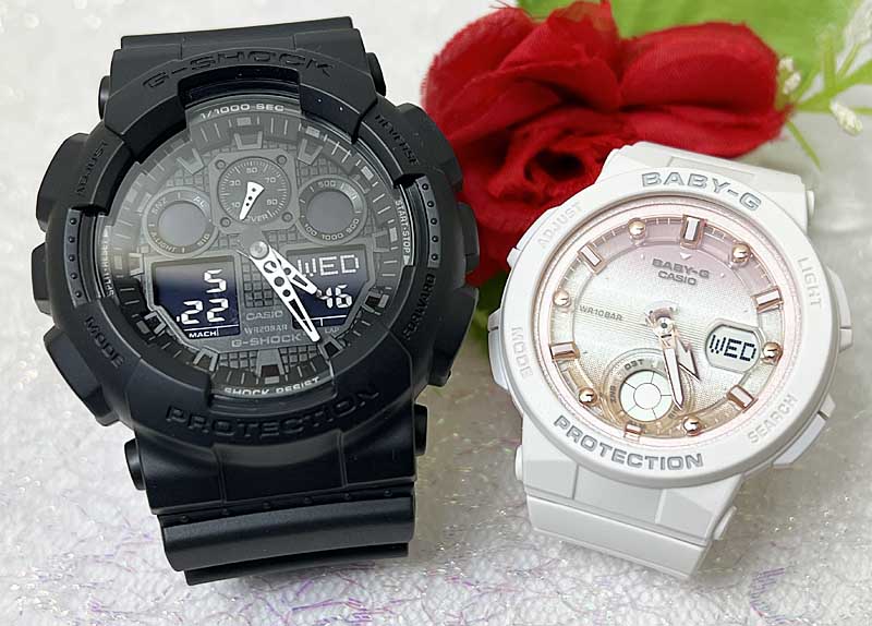 【愛の証 一緒にタフな時を刻もう】Gショックペア G-SHOCK BABY-G ペアウォッチ ペア腕時計 カシオ 2本セット アナデジ GA-100-1A1JF BGA-250-7A2JF プレゼント 新品　人気 婚約　夫婦 高級　クリスマス プレゼント おすすめ｜時計のジュエリータイム　ムラタ 23,430円