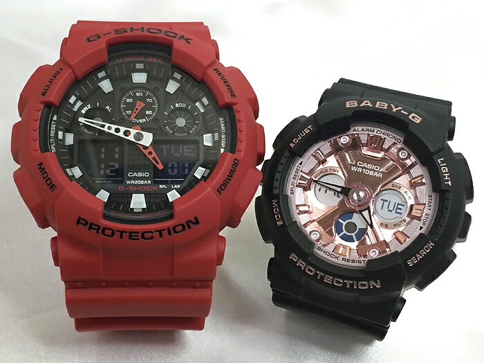 【愛の証 一緒にタフな時を刻もう】ペアウォッチ gショック Gショック ペアウオッチ G-SHOCK BABY-G ペア腕時計 カシオ 2本セット アナデジ GA-100B-4AJF BA-130-1A4JF 夫婦 高級 クリスマスプレゼント おすすめ 誕生日 御祝い 還暦 銀婚式 結婚記念日｜時計のジュエリータイム　ムラタ 24,420円