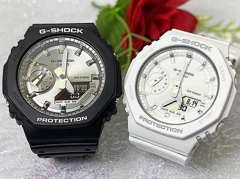【愛の証 一緒にタフな時を刻もう】Gショック ペアウオッチ G-SHOCK ペア腕時計 ｇ-shock カシオ 2本セット gショック アナデジ GA-2100SB-1AJFGMA-S2100-7AJF 誕生日 御祝い還暦 銀婚式 結婚記念日 婚約 婚約夫婦 高級クリスマス プレゼント｜時計のジュエリータイム　ムラタ