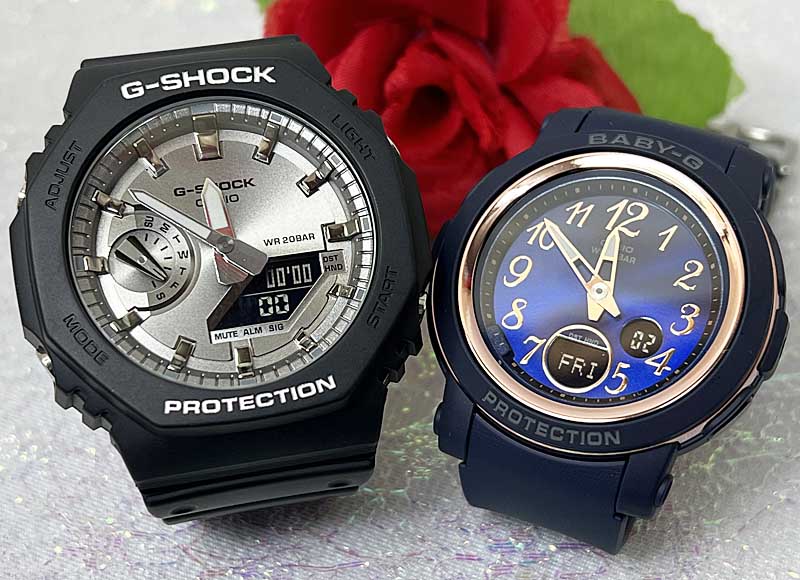 【愛の証 一緒にタフな時を刻もう】Gショックペアウオッチ Gショック ペア G-SHOCK BABY-G ペア腕時計 カシオ 2本セット アナデジ GA-2100SB-1AJFBGA-290SA-2AJF 誕生日 御祝い還暦 銀婚式 結婚記念日 婚約夫婦 高級クリスマス プレゼント おすすめ｜時計のジュエリータイム　ムラタ