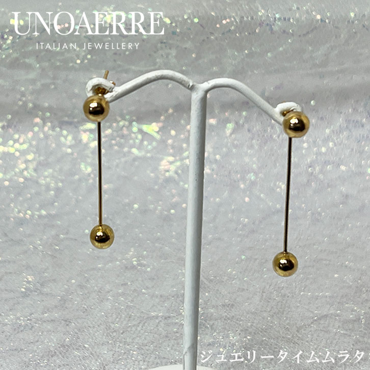 【威風堂々 イタリアの気品】ウノアエレK18イタリア製 スタッドピアス K18YG イエローゴールド レディース UNOAERRE ITALY 750 イタリア製 80OOFX9198000YG