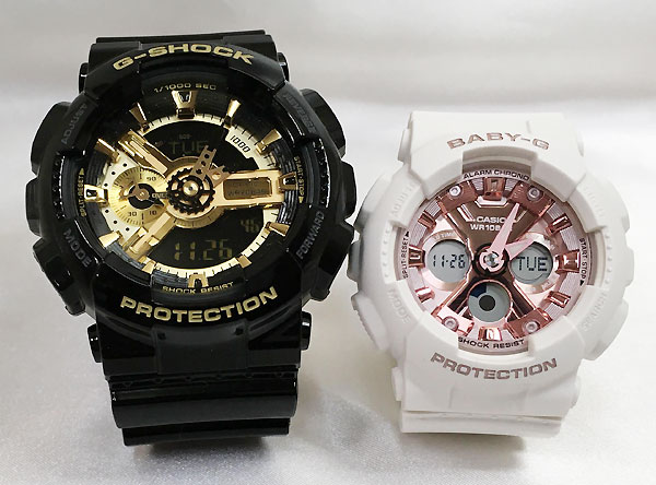 【愛の証 一緒にタフな時を刻もう】Gショック ペアウオッチ G-SHOCK BABY-G ペア腕時計 カシオ 2本セット GA-110GB-1AJF BA-130-7A1JF 夫婦 クリスマス プレゼント 誕生日 御祝い還暦 銀婚式 結婚記念日 婚約 人気 婚約夫婦 高級 プレゼント|時計のジュエリータイム ムラタ