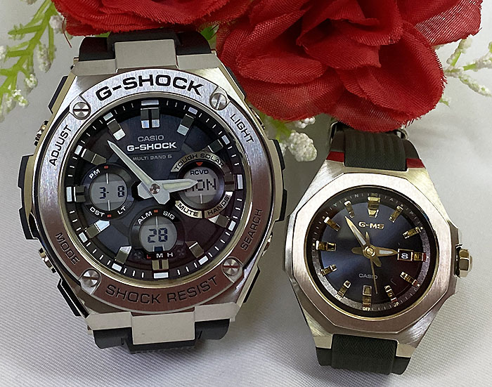 値引きする 恋人たちのgショック ペアウオッチ G Shock Baby G ペア腕時計 カシオ 2本セット Gショック ベビーg 電波ソーラー Gst W110 1ajf Msg W350g 3ajf 人気 ラッピング無料 手書きのメッセージカードお付けします あす楽対応 クリスマスプレゼント 時計の