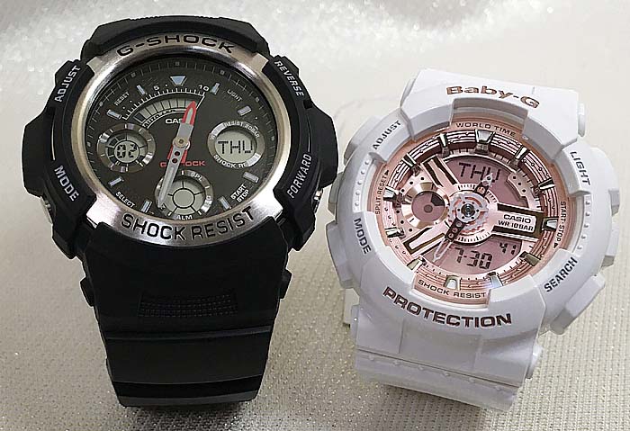 【愛の証 永遠の証】恋人たちのGショック ペアウオッチ G-SHOCK BABY-G ペア腕時計 カシオ 2本セット gショック ベビーg AW-590-1AJF BA-110X-7A1JF クリスマス プレゼント 誕生日 御祝い 還暦 結婚記念日 婚約|時計のジュエリータイム ムラタ