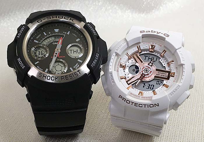 【愛の証 永遠の証】恋人たちのGショック ペアウオッチ G-SHOCK BABY-G ペア腕時計 カシオ 2本セット gショック ベビーg AW-590-1AJF BA-110XRG-7AJF ラッピング無料 クリスマス プレゼント 誕生日 御祝い 還暦 銀婚式 結婚記念日 婚約|時計のジュエリータイム ムラタ