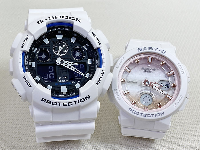 【愛の証 一緒にタフな時を刻もう】ペアウオッチ gショックGショックペア G-SHOCK BABY-G ペアウォッチ ペア腕時計 カシオ 2本セット アナデジ GA-100B-7AJF BGA-250-7A2JF プレゼント 新品 人気 婚約 夫婦 高級 クリスマス プレゼント おすすめ|時計のジュエリータイム ムラタ