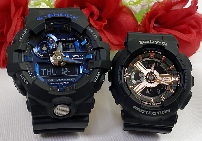 【愛の証 一緒にタフな時を刻もう】Gショックペアウオッチ G-SHOCK ペア腕時計 カシオ GA-710-1A2JF BA-110RG-1AJF プレゼント 人気 婚約 夫婦 高級 クリスマス プレゼント おすすめ 誕生日 御祝い還暦 銀婚式 結婚記念日 婚約|時計のジュエリータイム ムラタ