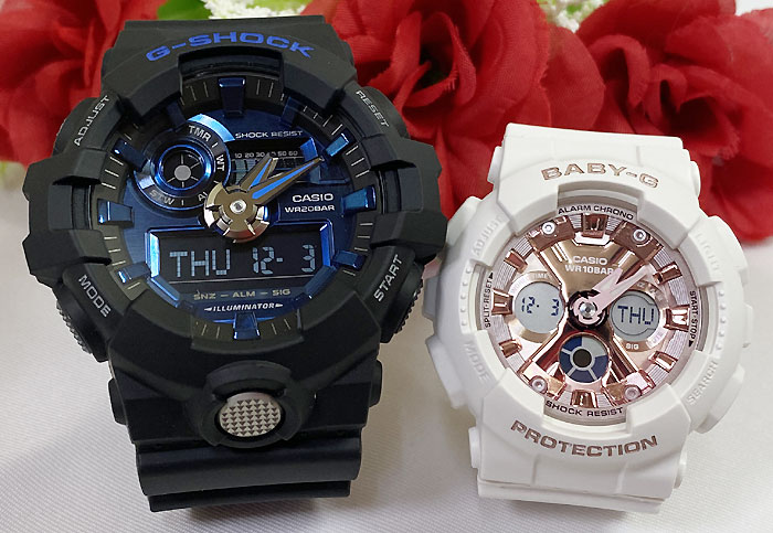 【愛の証 一緒にタフな時を刻もう】ペアウオッチ gショックGショックペアウォッチ G-SHOCK BABY-G ペア腕時計 カシオ 2本セット アナデジ GA-710-1A2JF BA-130-7A1JF お揃い人気 婚約　夫婦 高級　クリスマス プレゼント おすすめ｜時計のジュエリータイム　ムラタ