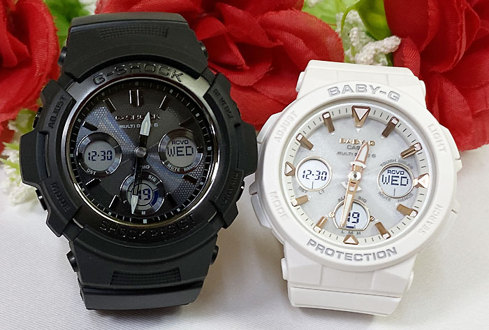 【愛の証 一緒にタフな時を刻もう】ペアウオッチ gショックGショックペア G-SHOCK BABY-G ペアウォッチ ペア腕時計 カシオ 2本セット gショック 電波ソーラー AWG-M100SBB-1AJF BGA-2500-7AJF ブランド 婚約 夫婦 高級 クリスマス プレゼント|時計のジュエリータイム ムラタ