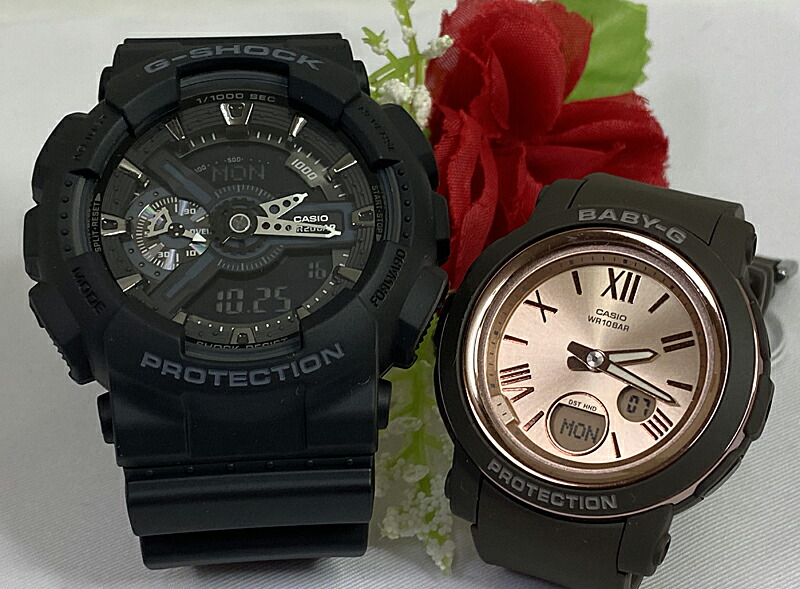 【愛の証 一緒にタフな時を刻もう】ペアウォッチ gショック Gショックペアウオッチ G-SHOCK BABY-G ペア腕時計 カシオ 2本セット アナデジ GA-110-1BJF BGA-290-5AJF 夫婦 高級 クリスマス プレゼント おすすめ 誕生日 御祝い 還暦 銀婚式 結婚記念日｜時計のジュエリータイム　ムラタ