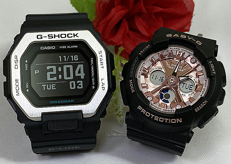 【愛の証 一緒にタフな時を刻もう】Gショック ペアウオッチ G-SHOCK BABY-G カシオ 2本セット アナデジ GBX-100-1JF BA-130-1A4JF 手書きの g-shock プレゼント 誕生日 御祝い 銀婚式 結婚記念日 婚約 人気 婚約夫婦 高級クリスマス プレゼント|時計のジュエリータイム ムラタ